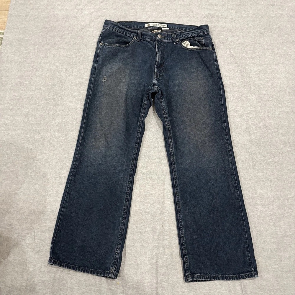 Harley Davidson Jeans Mens 36x30 Vintage Blue Denim Wide Leg Biker‎ Moto 2010